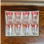 ВИНТАЖНЫЙ НАБОР ИЗ 6-ТИ СТОПОК (SHOOTERS GLASS, DOUBLE) ИЗ ЦВЕТНОГО ДЕКОРИРОВАННОГО СТЕКЛА, В КОРОБКЕ, DECOR CRISTAL, ИТАЛИЯ