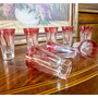 ВИНТАЖНЫЙ НАБОР ИЗ 6-ТИ СТОПОК (SHOOTERS GLASS, DOUBLE) ИЗ ЦВЕТНОГО ДЕКОРИРОВАННОГО СТЕКЛА, В КОРОБКЕ, DECOR CRISTAL, ИТАЛИЯ