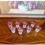ВИНТАЖНЫЙ НАБОР ИЗ 6-ТИ СТОПОК (SHOOTERS GLASS, DOUBLE) ИЗ ЦВЕТНОГО ДЕКОРИРОВАННОГО СТЕКЛА, В КОРОБКЕ, DECOR CRISTAL, ИТАЛИЯ