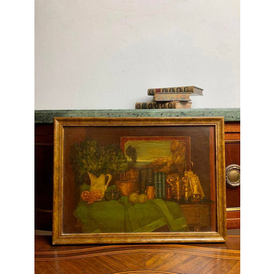 НАТЮРМОРТ МАСЛОМ ПО ДЕРЕВУ, LUIGIE ZENETTICE, 1920-40 гг, ИТАЛИЯ