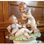 Накомодные настольные каминные часы, фарфор Capodimonte (Каподимонте), 1950-е гг, Италия