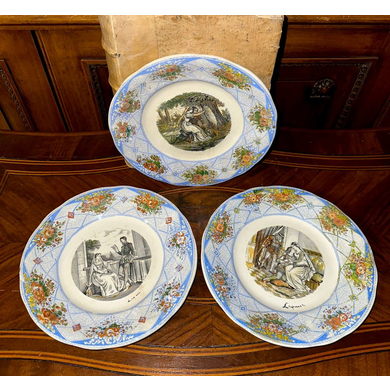 Три тарелки Villeroy & Boch - Wallerfangen из фарфора, деколь с ручной подрисовкой, Германия, до 1931 г