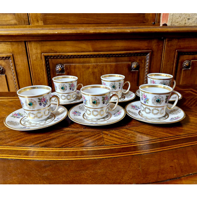 Кофейные сервиз из 6-ти пар, фарфор Limoges, Франция