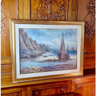 Морской пейзаж в раме, масло/холст, 1970-80 гг, Италия