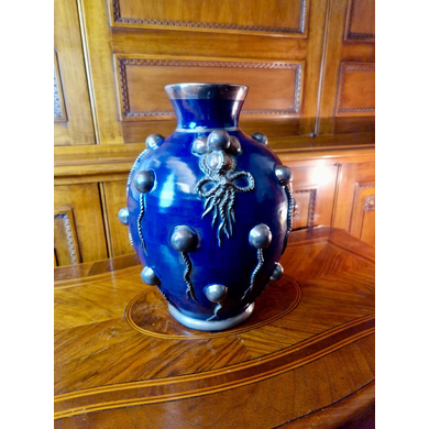 Ваза для цветов в технике Silver Overlay, винтаж