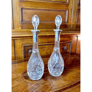 Парные хрустальные графины с серебром, Германия, I-ая половина ХХ века