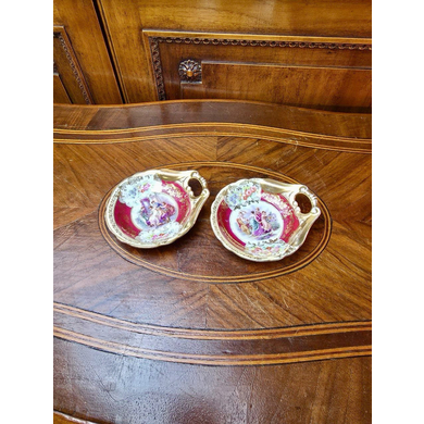 Пара антикварных икорниц XIX века, фарфор, Австрия