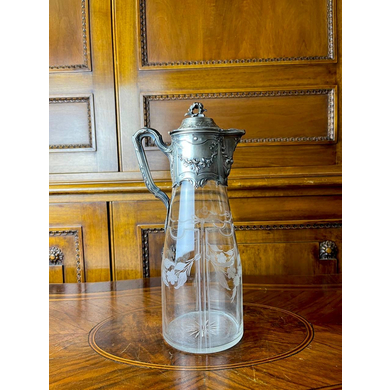 Кувшин для красного вина из стекла и серебра 925, Франция, ок.1900 г